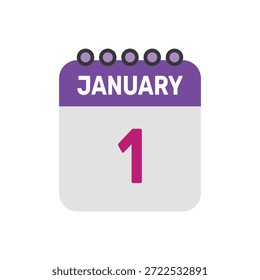vetor ícone de 1 de janeiro começa com página de calendário colorida