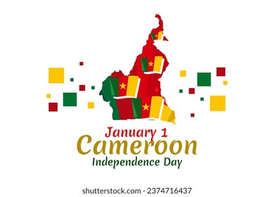 January 1, Independence day of Cameroon vector illustration. Suitable for greeting card, poster and banner.