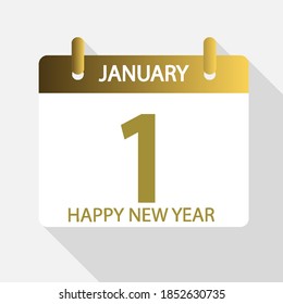 1 DE ENERO en el calendario, ilustración de arte vectorial.