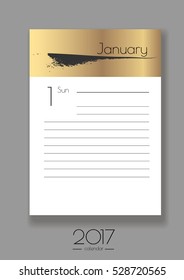 January 1, planner. Vertical blank form. Format A4