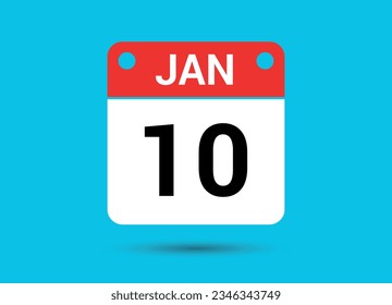 January 10 Calendar Date Flat Icon Day 10 Vector Illustration