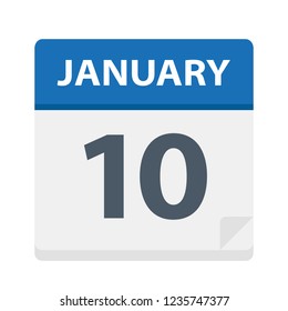 January 10 - Calendar Icon - Vector Illustration