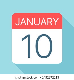 January 10 - Calendar Icon - Vector Illustration