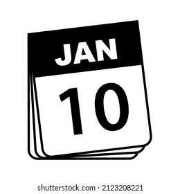 10 de enero. Icono de calendario. Ilustración vectorial.