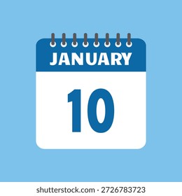 Enero 10 Calendario Icono Vector Página Mes Diseño