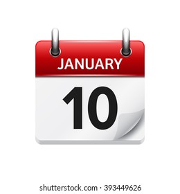 January 10. Vector flat daily calendar icon. Date and time, day, month. Holiday.