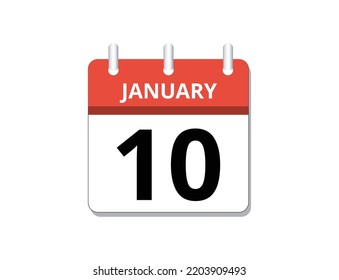 Enero, 10.º vectores de icono del calendario, concepto de programación, negocio y tareas
