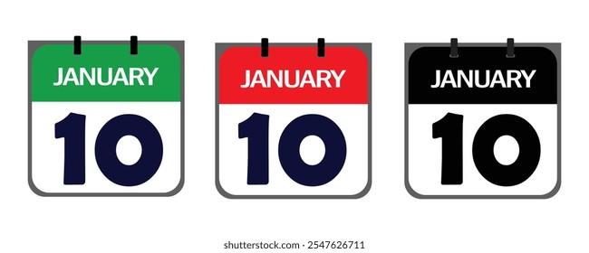 The January 10th icon in vector format blends creative flair and practicality, offering customizable features to emphasize your event's significance on flyers, posters, or websites.