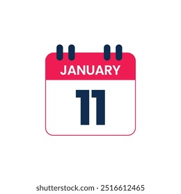 January 11 Calendar Date vector icon, Calender Day for Appointment or Deadline