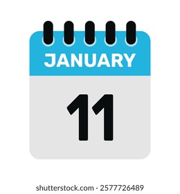 january 11 calendar icon and Time planner Daily Calendar reminder Vector design Illustration.