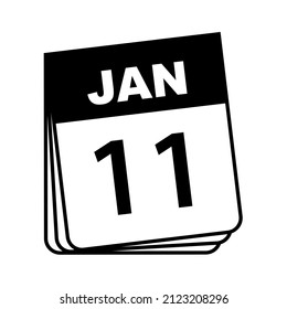 11 de enero. Icono de calendario. Ilustración vectorial.