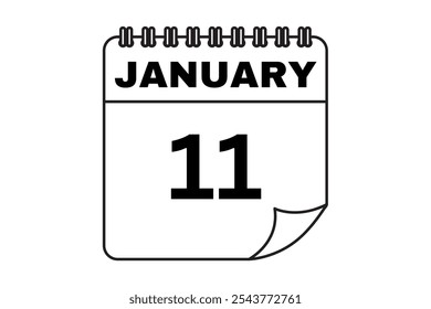 January - 11 Calendar Icon. Calendar Icon with white background. Flat style. Date, day and month.