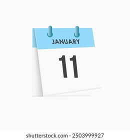 January 11 - calendar and Time planner. Daily Calendar Icon reminder. Vector Illustration.