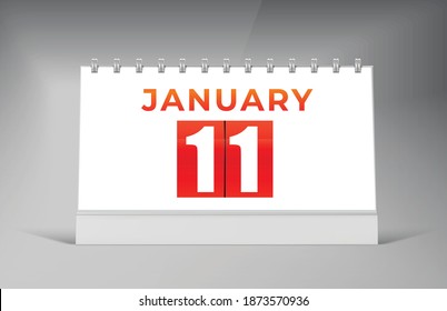 January 11 Desk Calendar Design Template. Single Date Calendar Design.