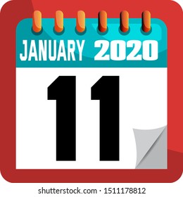 JANUARY 11 . Vector flat daily calendar icon. Date and time, day, month. Holiday.