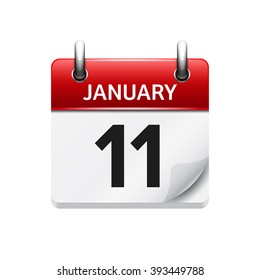 January 11. Vector flat daily calendar icon. Date and time, day, month. Holiday.
