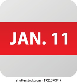Icono de fecha 11 de enero, ilustración vectorial de un solo día estilo plano moderno. Elemento Calendar para diseño web, planificación, organizador. 
