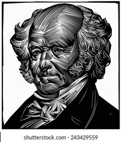 January 12, 2015: A vector illustration of a portrait of the eighth President of the USA  Martin Van Buren on a white background.