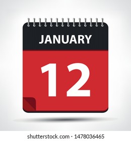 January 12 - Calendar Icon - Calendar design template - Business vector illustration.