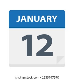 January 12 - Calendar Icon - Vector Illustration