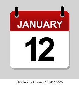 January 12 ,calendar icon vector illustration