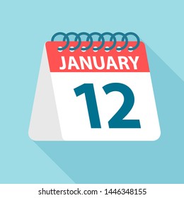 January 12 - Calendar Icon - Vector Illustration