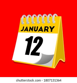 January 12 calendar icon vector illustration 