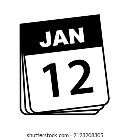 12. Januar. Kalendersymbol. Vektorgrafik.