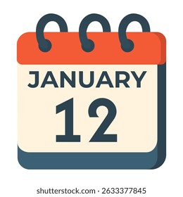 January 12 calendar vector on white background
Vector calendar with date