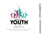 January 12 Happy Indian National Youth day greeting card, people group. abstract vector illustration design