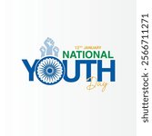 January 12 Happy Indian National Youth Day logo background design, greeting card, Social Media profile cover post, Youth Day concept idea celebration vector illustration, Indian National Youth Day Soc