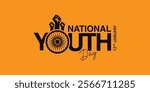 January 12 Happy Indian National Youth Day logo background design, greeting card, Social Media profile cover post, Youth Day concept idea celebration vector illustration, Indian National Youth Day Soc