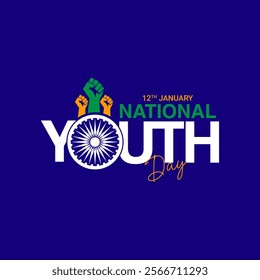 January 12 Happy Indian National Youth Day logo background design, greeting card, Social Media profile cover post, Youth Day concept idea celebration vector illustration, Indian National Youth Day Soc