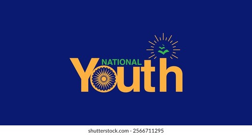 January 12 Happy Indian National Youth Day logo background design, greeting card, Social Media profile cover post, Youth Day concept idea celebration vector illustration, Indian National Youth Day Soc