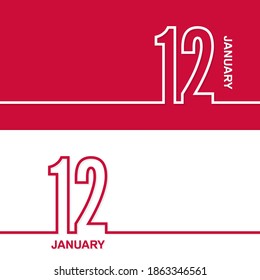12 de enero. Conjunto de banners de plantillas vectoriales para calendario, fecha de evento.