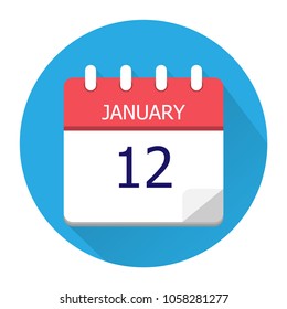 January 12. Vector flat daily calendar icon. Date and time, day, month. Holiday. Season.