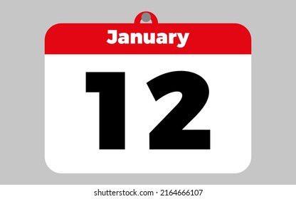 January, 12st. White and red calendar.