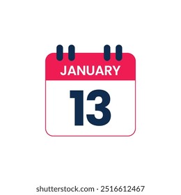 Icône d'Image vectorielle de la date du calendrier du 13 janvier, jour de rendez-vous ou date limite