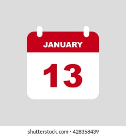 January 13 Calendar Icon Stock Vector (Royalty Free) 428358439