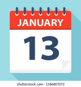 January 13 - Calendar Icon - Vector Illustration