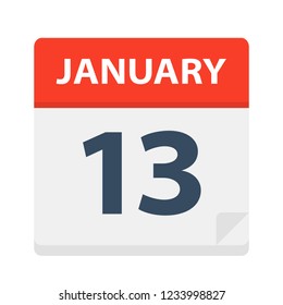 January 13 Calendar Icon Vector Illustration Stock Vector (Royalty Free