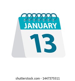 January 13 - Calendar Icon - Vector Illustration