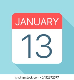 January 13 - Calendar Icon - Vector Illustration