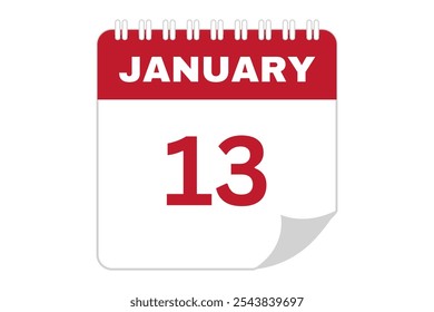 Ícone de Janeiro - 13 Calendário. Ícone Calendário com fundo branco. Estilo plano. Data, dia e mês.