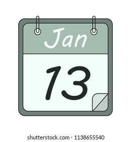 January 13 calendar vector flat icon