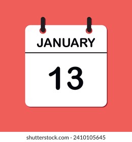January 13.  Daily Calendar icon for design. Simple design for business brochure, flyer, print media, advertisement. Easily editable.