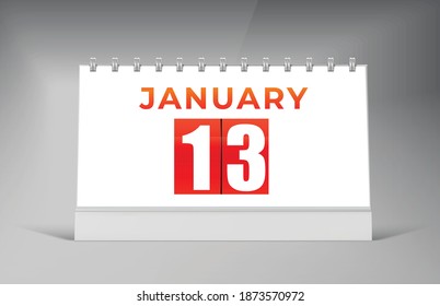 January 13 Desk Calendar Design Template. Single Date Calendar Design.