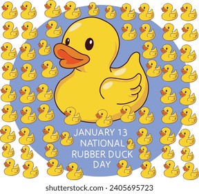 january 13 is NATIONAL RUBBER DUCK DAY vector illustration