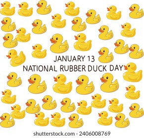 january 13 is NATIONAL RUBBER DUCK DAY vector illustration