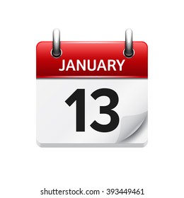 January 13. Vector flat daily calendar icon. Date and time, day, month. Holiday.